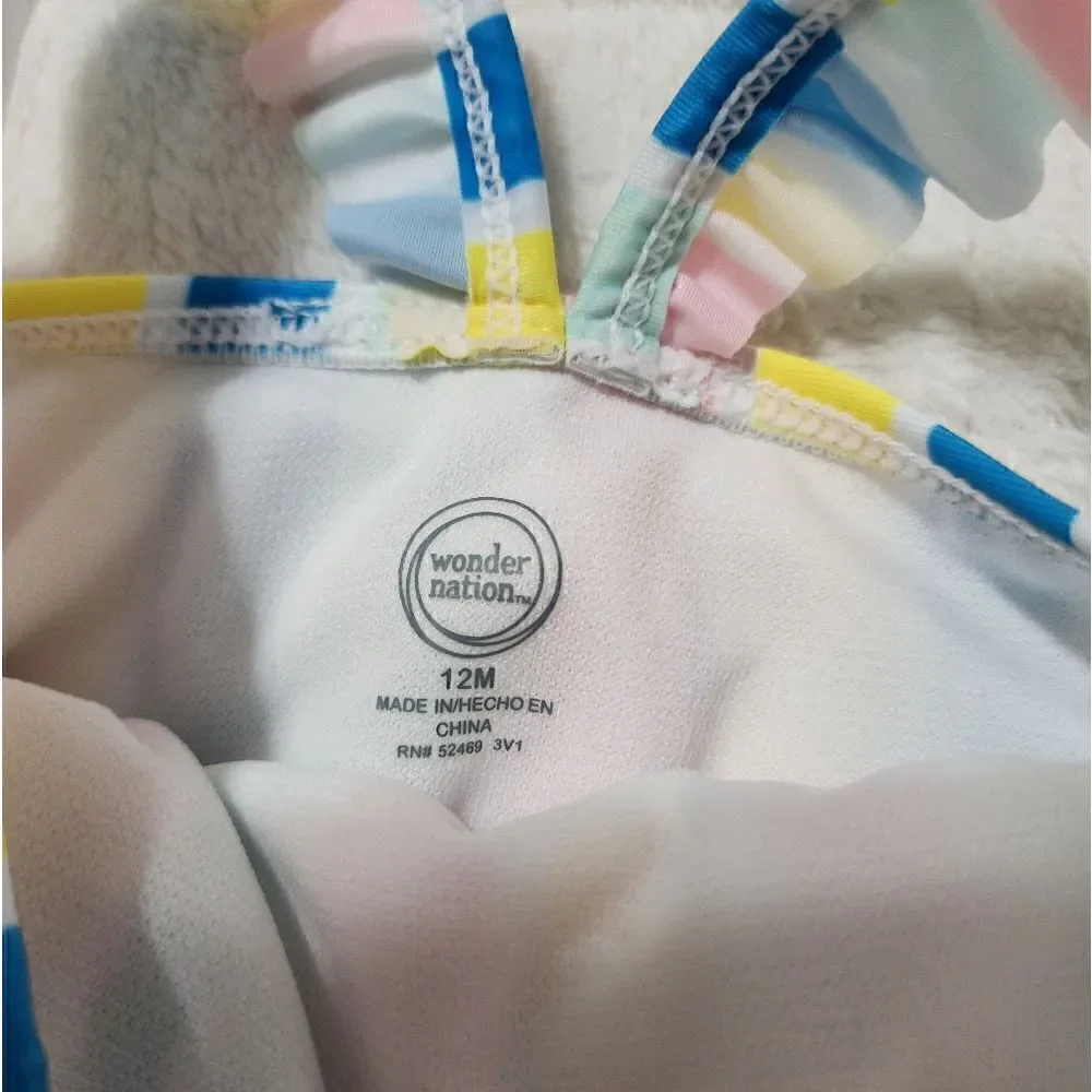 Wonder Nation Toddler Girl Stripe SwimOne-Piece